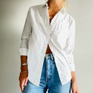 Madewell white cotton button shirt